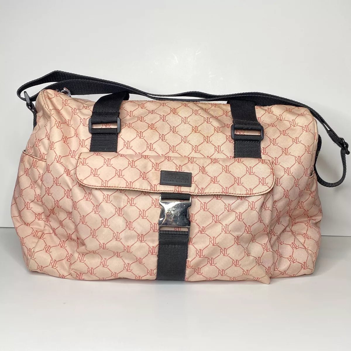 Lauren Ralph Lauren Pink Signature Nylon Logo Weekend Duffle Bag