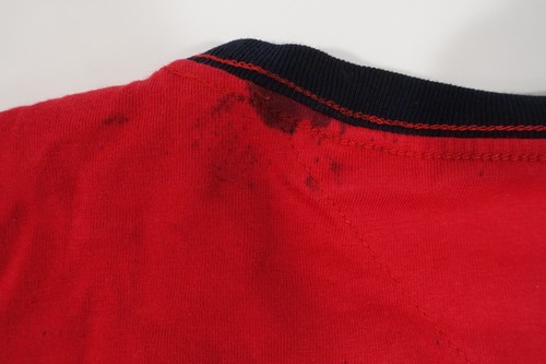 TOMMY HILFIGER RED MEDIUM STRIPE LOGO TEE REGULAR FIT TSHIRT MENS DEFECT - Picture 10 of 11