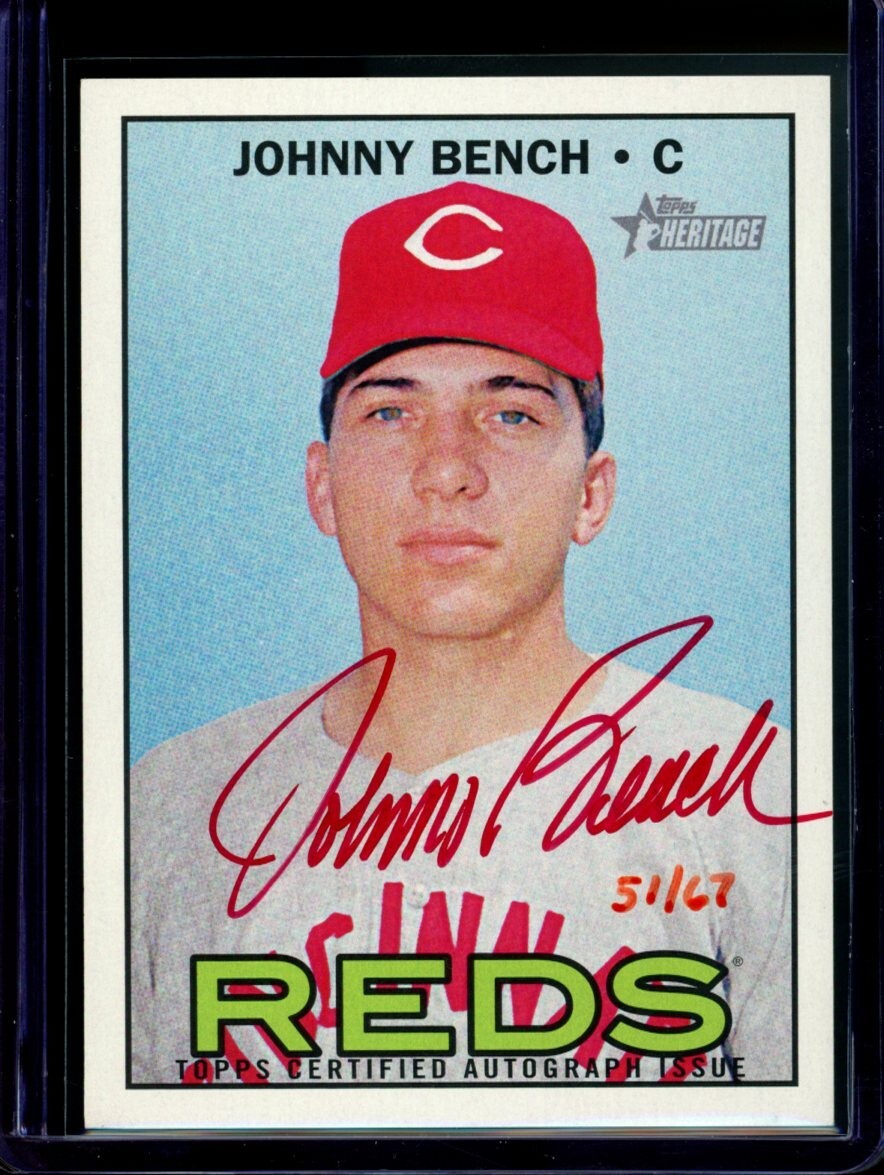 2016 Topps Heritage Real Ones Autograph #ROA-JBEN Johnny Bench Red Ink /67 Reds
