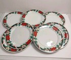 7 TIENSHEIN Dinner Plates   DECK THE HALLS  10 1/2"   Christmas Poinsettia Gold 
