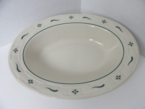 Longaberger Oval Serving Bowl Made in USA 11" Woven Traditions Green - Picture 3 of 6