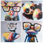Animals with Glasses Set of 4 12 x 12" Colorful Canvas Prints