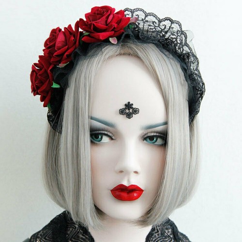lace wedding Party Hair Headband Prop Garland Women Girl flower Floral Red Rose - Picture 5 of 7