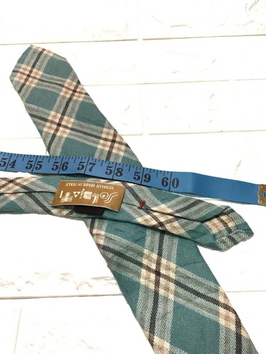 Authentic Vintage FIORIO Skinny Design On Light Blue 100% Linen Necktie Tie - Picture 12 of 12