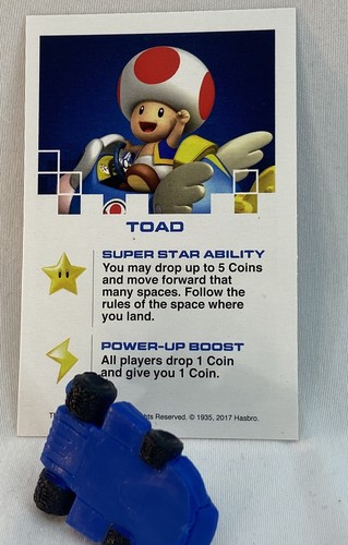 Mario Kart Monopoly Gamer Toad Replacement Piece With Card Hasbro Board Game - Picture 2 of 2