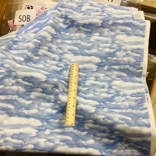 MBT LAVENDER BLUE WHITE all over CLOUDS - BTY Cotton Fabric - Picture 2 of 3