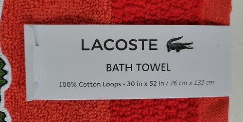 Lacoste ~ rotes Badetuch 100 % Baumwolle 30" x 52" großes Krokodil Logo - Bild 2 von 6