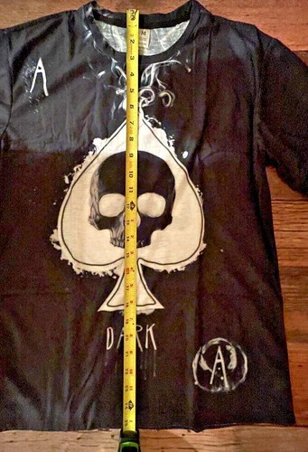 Ace of Spade Streetwear Poker Skull Print Graphic Short Sleeve T Shirt Black - Bild 5 von 9
