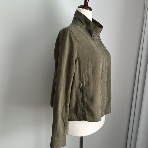 Club Mónaco Women's Green Bomber Moto Lightweight Zip Front Jacket Size M - Picture 5 of 14