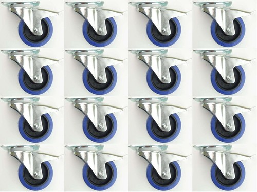 16x 100 mm SL Möbelrollen m Bremse Rollen Möbel Transportrollen Lenkrollen Gummi - Bild 1 von 11