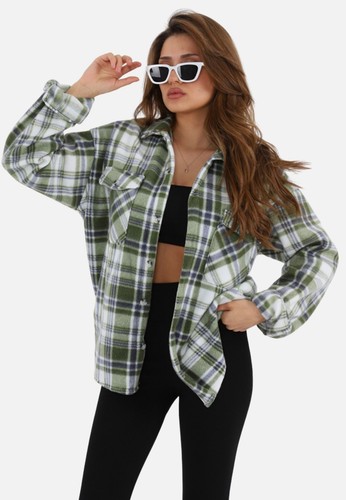 Hemdjacke Hemdbluse kariert mit Kragen Fleecejacke mehrere Farben fü Damen - Bild 5 von 20