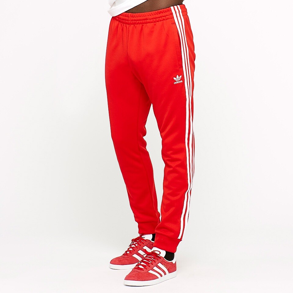 adidas sst track pants mens red