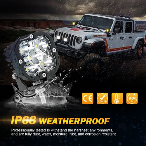 2Pcs AUXBEAM 3" LED Pods Light Cube Amber Flood White Spot Driving Truck SUV ATV - Picture 5 of 12