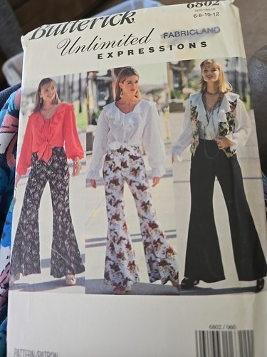90er Butterick Muster 6802 Misses Weste, Top & Hose mit weitem Bein Größe 6-12 UC