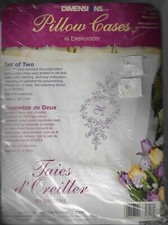 Dimensions Spring Flowers 72935 Set of 2 Pillow Cases Stamped Cross Stitch