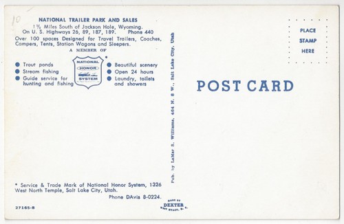 50er Jahre Trailer Park, Jackson Hole, Wyoming, Classic Airstream & andere, Postkarte - Bild 2 von 2