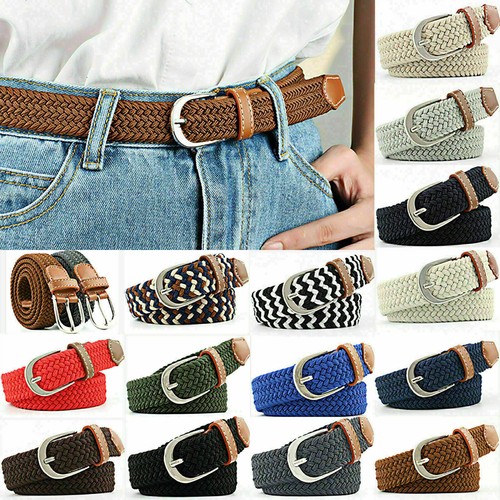 Women Ladies Leather Buckle Canvas Belt Woven Dress Jeans Belts Waistband 2025-- - Picture 2 of 58