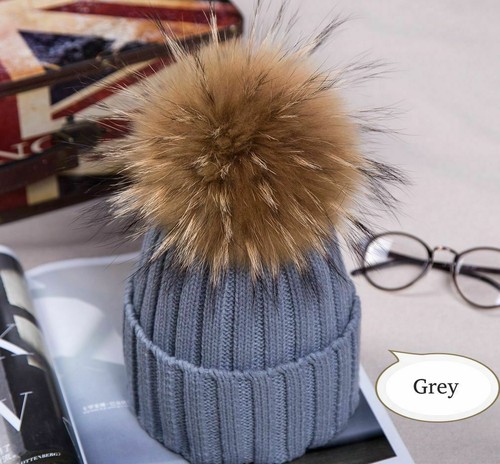 Invierno Cálido Mujeres Mapate Piel Tejida Pom Gorra 15 cm Bola Gorro Esquí Bobble Sombreros - Imagen 22 de 23