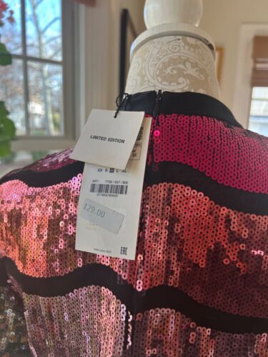 Women's Sequined A-Line Party Dress Stretchy Belt & Tags, Size M, Worn Once, - Picture 7 of 7