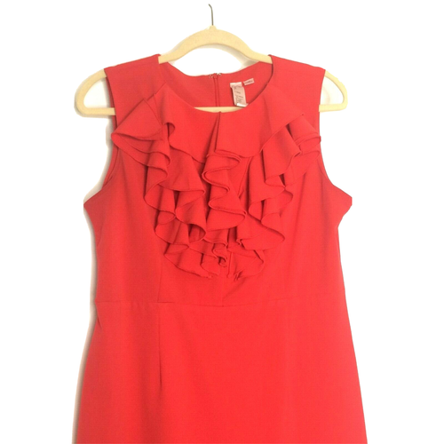 Emma & Michele Womens Red Ruffled Bodice Sleeveless Round Neck Dress Size 12 EUC - Picture 2 of 10