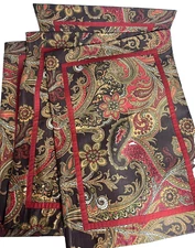 5 Noble Excellence Anthiea Chocolate Brown Placemats Paisley Dining Kitchen Set