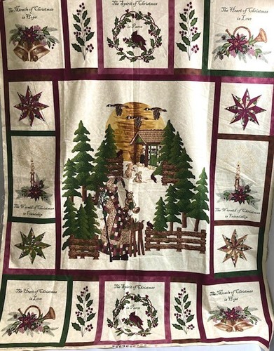 Vintage Cotton Northcott Fabric Panel The Warmth of Christmas is Friendship - Picture 1 of 11
