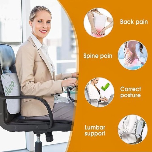 Bamboo Back Support Pillow Elastic Strap Memory Foam Cushion Car Seat & Chair - Picture 7 of 7