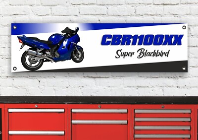 BR443B CBR1100XX BLACKBIRD BLAU INSPIRIERT FLEXIBLES WERKSTATT BANNER SCHILD