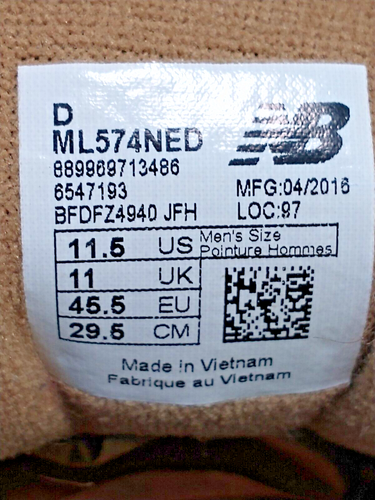 New Balance 574 Shoes Mens Size 11.5 ML574NED Beige Blue Suede Sneakers Athletic - Picture 9 of 9