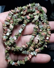 ✨️34" Natural Western North Carolina Unakite Chip Bead Necklace✨️