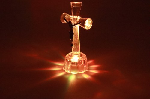 Lighting Crystal Cross Holy Land Glass Gift Beautiful Crucifix Christmas Easter - Picture 11 of 12