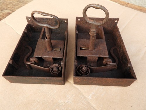 c.1800 CERRADURA DE ARMARIO 2x armario CERRADURA DE PUERTA par de cerraduras de armario cerradura de caja - Imagen 6 de 11