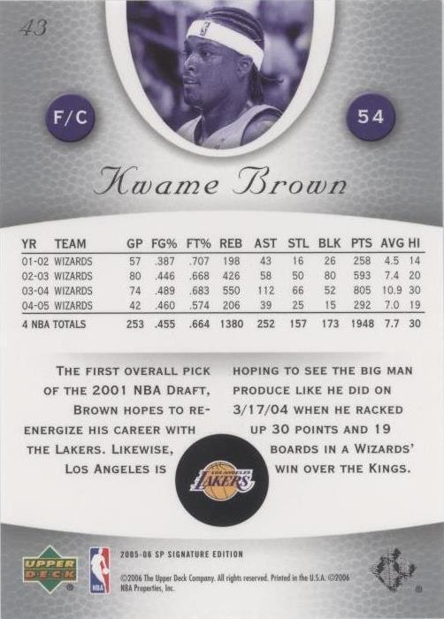 2005-06 SP Signature Edition - Kwame Brown #43