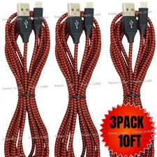 3Pack 10FT Phone Adapter Data Cord For iPhone 6 7 8 X 11 12 13 14 Charger Cable