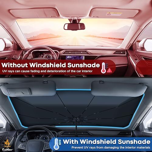 Car Windshield Sun Shade - Umbrella Car Sun Shade, Foldable Car X-Large - Picture 2 of 7
