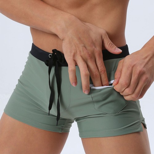 Men's Board Shorts Swim Trunks Low-rise Pocket Swimwear Swimming Boxer Swimsuit - Picture 15 of 16