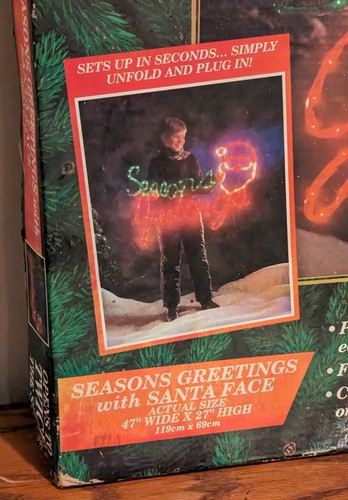 Mr. Christmas Light Sculpture "Seasons Greetings" w/Santa Face 1998 Vintage - Imagen 5 de 9