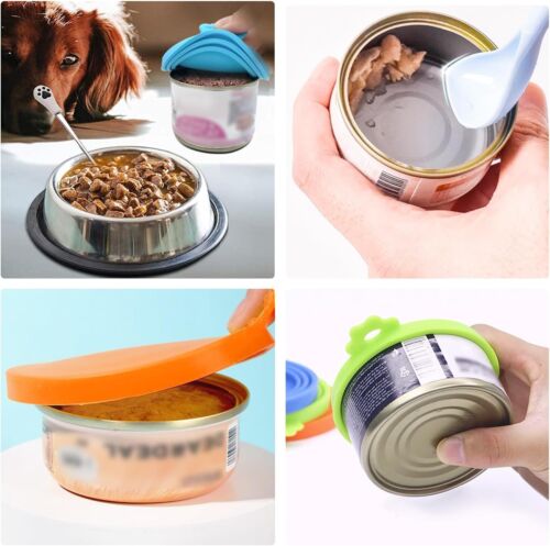 3 Pcs/set Pet Cat Dog Food Storage Can Covers Lids Random Color, 2 Design ... - Picture 5 of 6