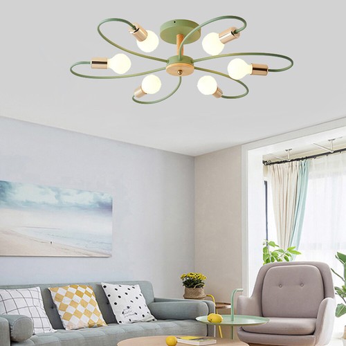 Contemporary Semi Flush Mount Ceiling Light Multi Heads Metal Chandelier - Picture 9 of 9