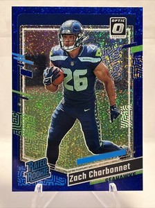 2023 Panini Donruss Optic - Rated Rookie Blue Glitter Prizm #294 Zach Charbonnet