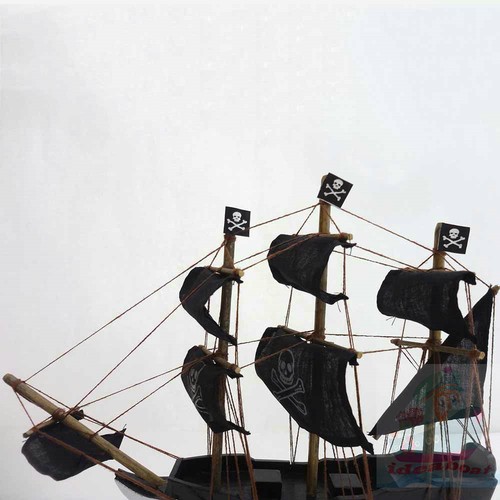 WOOD MODEL 29cm length PIRATE SHIP Sailing Boat Corsair Tall Ship Nautical decor - Picture 9 of 12