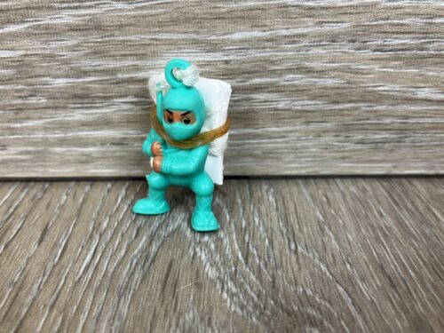 Mini Ninja With Parachute Figure Rubber Vinyl 1.5” Tall Vintage