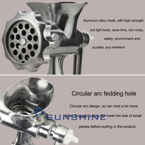 Table Hand Crank Manual Meat Grinder Mincer Stuffer Sausage Filler Maker Machine - Picture 4 of 24