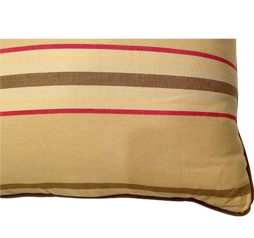 Decorative Accent Sofa Pillow Rectangular Tan w/Red/Brown Stripes 32"x18" - Picture 7 of 10