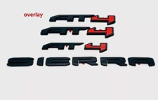 NEW 4PCS Matte Red Black AT4 Overlay Emblem Sierra Fit 2019-2025 GMC Sierra 1500