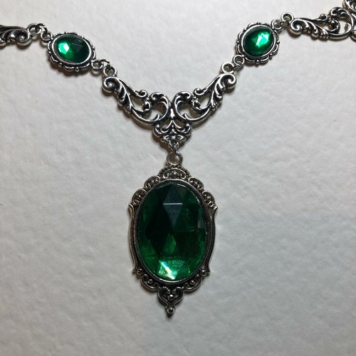 IMPRESIONANTE COLLAR PLATEADO VERDE FILIGRANA REAL ESTILO VICTORIANO RFN - Imagen 3 de 10