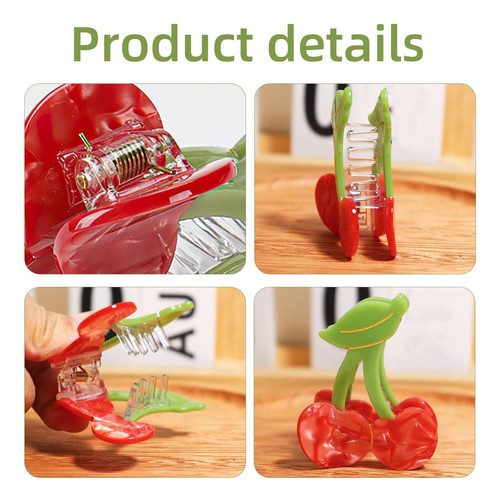 Cherry Hair Clip Cherry Claw Clips Small Acetate Fruit Claw Clip for Women & ... - Picture 3 of 7