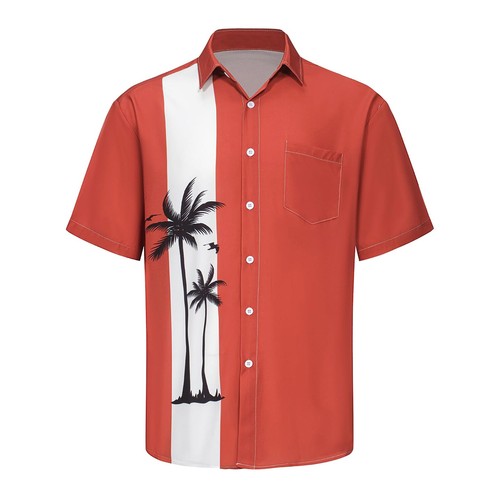 Men's Hawaiian Shirt, Vintage Button Down Short Sleeve Bowling Beach Shirts ๐ - Picture 38 of 44