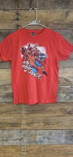 HARLEY DAVIDSON KIDS UNISEX SPIDER MAN FRONT LOGO ONLY LARGE SHIRT 2018 - Picture 1 of 6