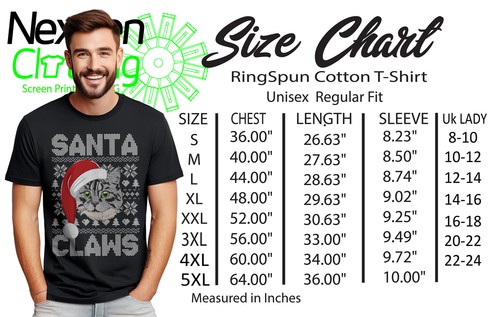 Santa Claws T-Shirt - Purrfectly Festive and Funny! 100% Cotton, Funny T-shirt, - Picture 20 of 45